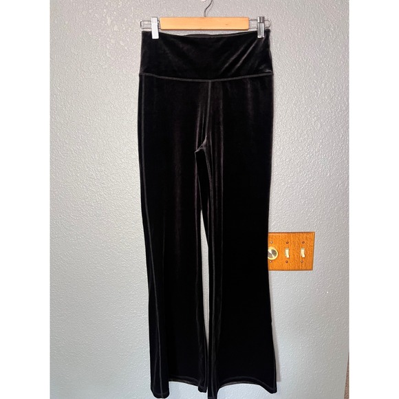 Athleta Pants - Athleta Black Velvet Flare Pants High Rise Yoga Lounge Small